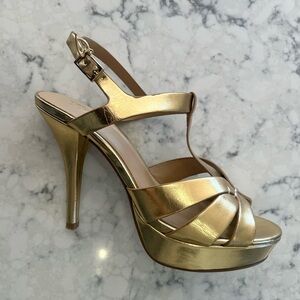 Gold Strappy Women's Heels